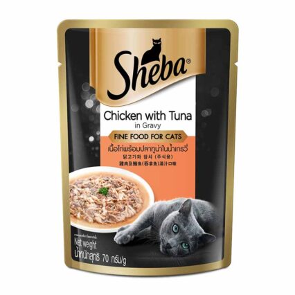 Sheba Premium Adult Chicken with Tuna in Gravy – 70 g Pouch