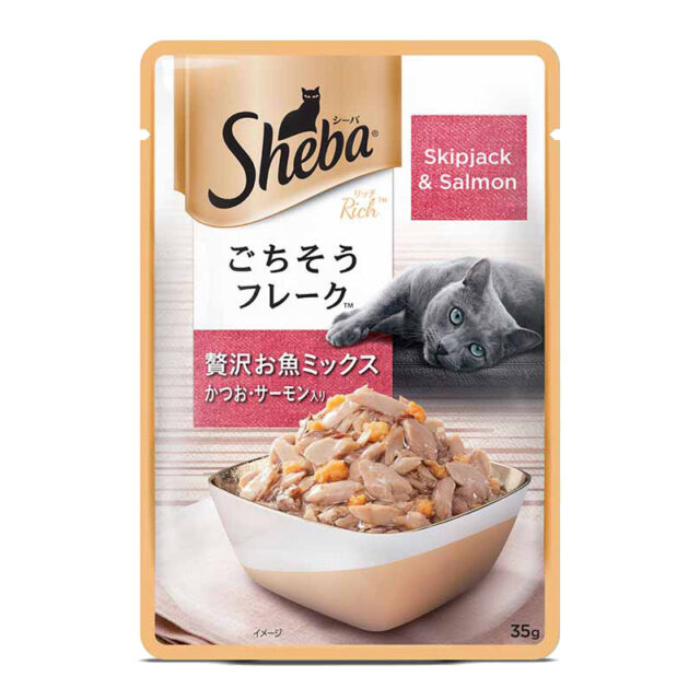 Sheba Premium Wet Cat Food – Fish Mix (Skipjack & Salmon) in Gravy, 35 g Pouch (Pack of 1 & Pack of 12)