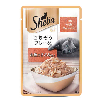 Sheba Premium Wet Cat Food – Fish with Sasami in Gravy, 35 g Pouch
