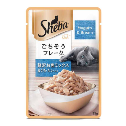 Sheba Premium Wet Cat Food – Fish Mix (Maguro & Bream) in Gravy, 35 g Pouch