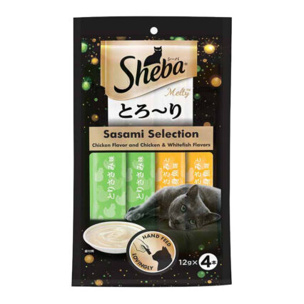 Sheba Melty Premium Cat Treat – Chicken & Chicken-Whitefish Creamy Puree, 48 g (4 Sticks)