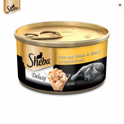 Sheba Premium Tuna Fillet & Whole Prawns in Gravy – 85 g Can