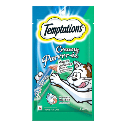 Temptations Creamy Maguro & Scallop Purrr‑ee Cat Treat – 48g ( Pack of 1 & Pack of 12)