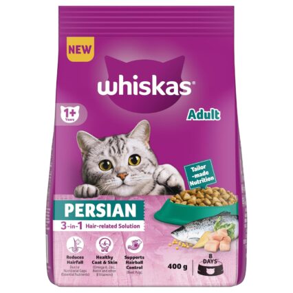 Whiskas Persian Adult (1+ Years) Dry Cat Food  (400 g | 1.1 kg | 2.8 kg | 6.8 kg)