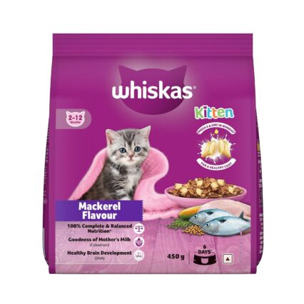Whiskas Junior Mother Cat & Kitten (2–12 Months) Dry Cat Food – Mackerel Flavour (450 g | 1.1 kg | 3 kg)
