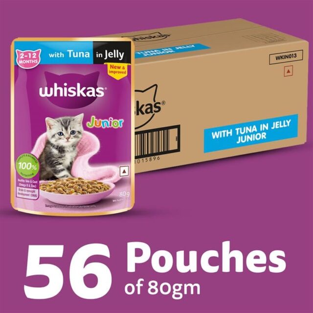Whiskas Junior Kitten (2–12 Months) Tuna in Jelly Wet Cat Food – 80g (Pack of 1 / 14 / 56) - Image 6