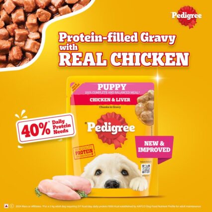 Pedigree Puppy Wet Dog Food – Chicken Chunks in Gravy, 70 g (Pack of 1 / 15 / 30)