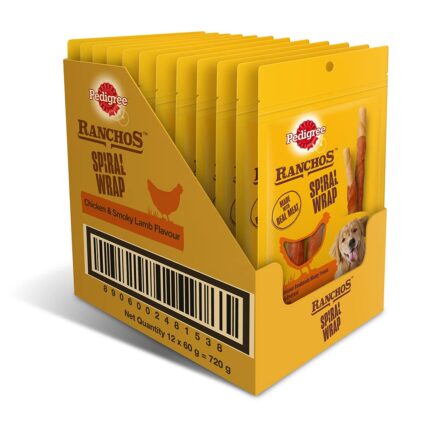 Pedigree Ranchos Spiral Wrap – Chicken & Smoky Lamb Flavour 720g | Box of 12 Packs