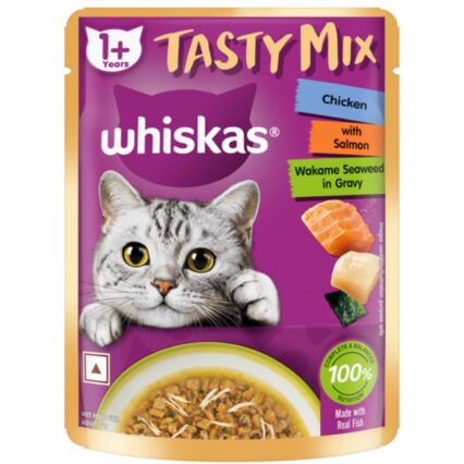 Whiskas Tasty Mix - Chicken With Salmon Wakame Seaweed in 70g (Pack Of 1 / 14 / 28)