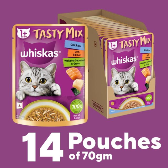 Whiskas Tasty Mix - Chicken With Salmon Wakame Seaweed in 70g (Pack Of 1 / 14 / 28) - Image 4