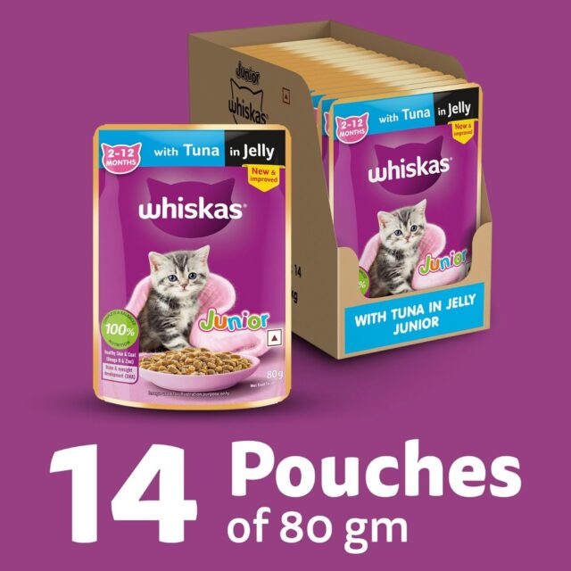 Whiskas Junior Kitten (2–12 Months) Tuna in Jelly Wet Cat Food – 80g (Pack of 1 / 14 / 56) - Image 4