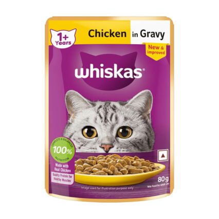 Whiskas Adult Chicken in Gravy – 80g (Pack of 1 / 14 / 56)