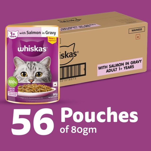 Whiskas Adult (1+ Years) Wet Cat Food – Salmon in Gravy 80g (Pack of 1 / 14 / 56) - Image 6