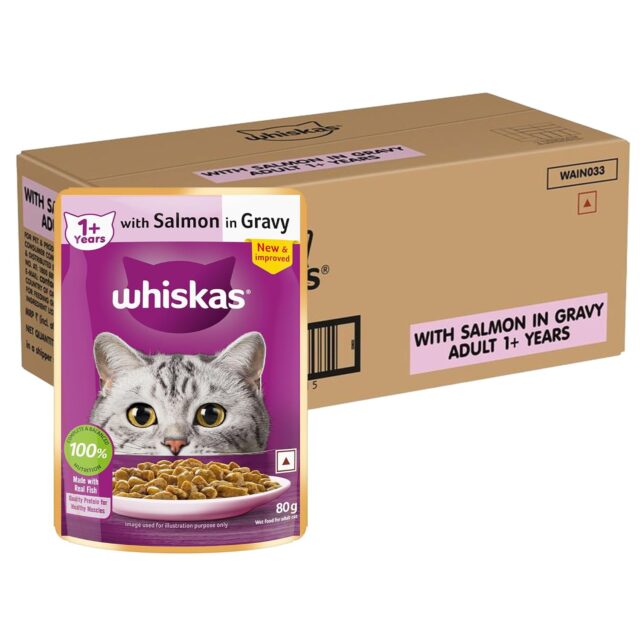 Whiskas Adult (1+ Years) Wet Cat Food – Salmon in Gravy 80g (Pack of 1 / 14 / 56) - Image 5