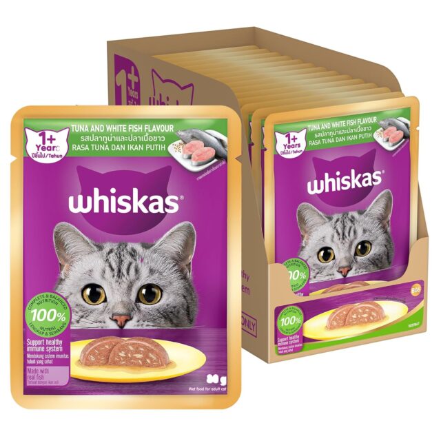 Whiskas Adult (1+ Years) Wet Cat Food, Tuna & White Fish Flavour 80g (Pack of 1 / 14 / 28) - Image 3