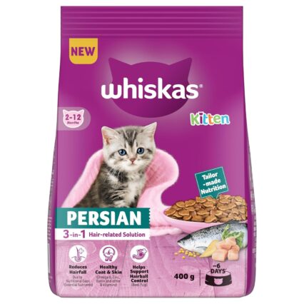 Whiskas Persian Kitten (2–12 Months) Dry Cat Food (400 g | 1.1 kg | 2.8 kg | 6.8 kg)