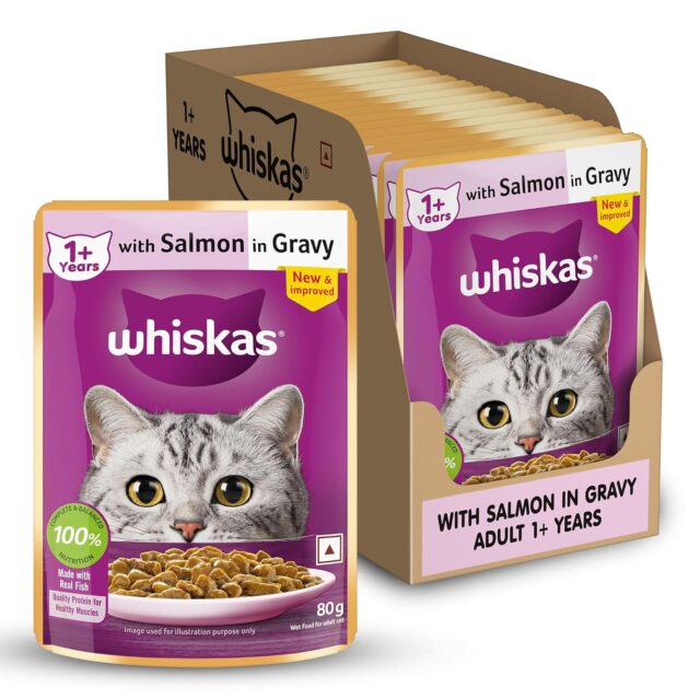 Whiskas Adult (1+ Years) Wet Cat Food – Salmon in Gravy 80g (Pack of 1 / 14 / 56) - Image 3