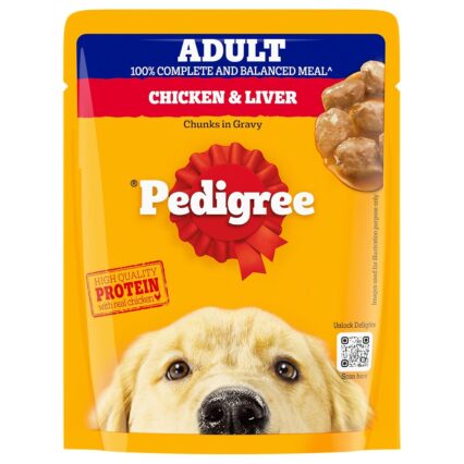 Pedigree Adult Wet Dog Food – Chicken & Liver Chunks in Gravy, 70 g (Pack of 1 / 15 / 30)