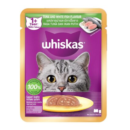 Whiskas Adult (1+ Years) Wet Cat Food, Tuna & White Fish Flavour 80g (Pack of 1 / 14 / 28)