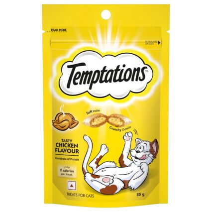 Temptations Tasty Chicken Flavour Cat Treats – 85g Pouch ( Pack of 1 & Pack of 12)