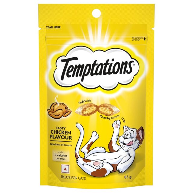 Temptations Tasty Chicken Flavour Cat Treats – 85g Pouch ( Pack of 1 & Pack of 12)