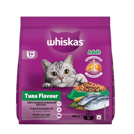 Whiskas Adult Tuna Flavour Dry Cat Food  (480 g | 1.2 kg | 3 kg)