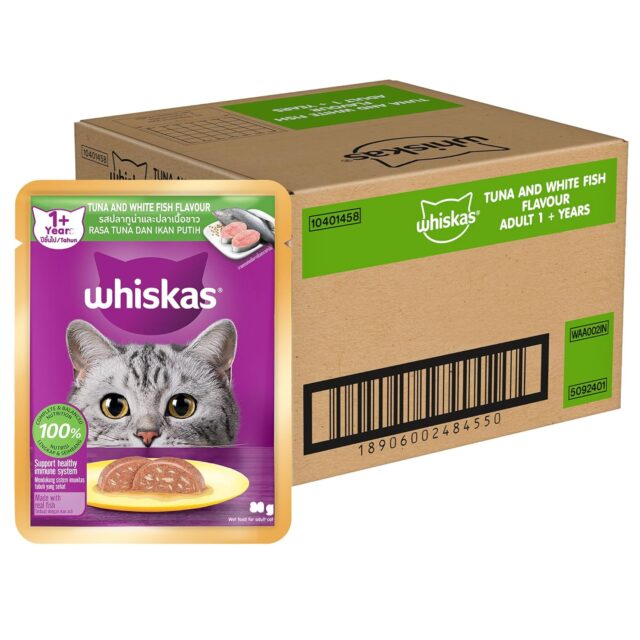 Whiskas Adult (1+ Years) Wet Cat Food, Tuna & White Fish Flavour 80g (Pack of 1 / 14 / 28) - Image 5
