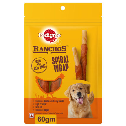 Pedigree Ranchos Spiral Wrap – Chicken & Smoky Lamb Flavour, 60g Pouch