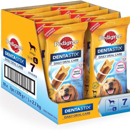 Pedigree Dentastix Oral Care – Adult Large Breed (25 kg+), 270 g (7 sticks) – 10‑Pack Box