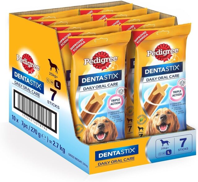 Pedigree Dentastix Oral Care – Adult Large Breed (25 kg+), 270 g (7 sticks) – 10‑Pack Box