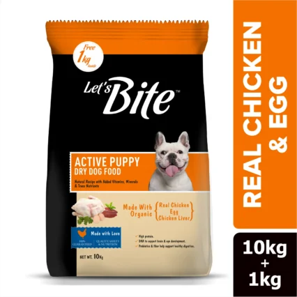 Let's Bite Active Puppy Chicken Dog Dry Food  – 10kg (+1kg Free Inside)
