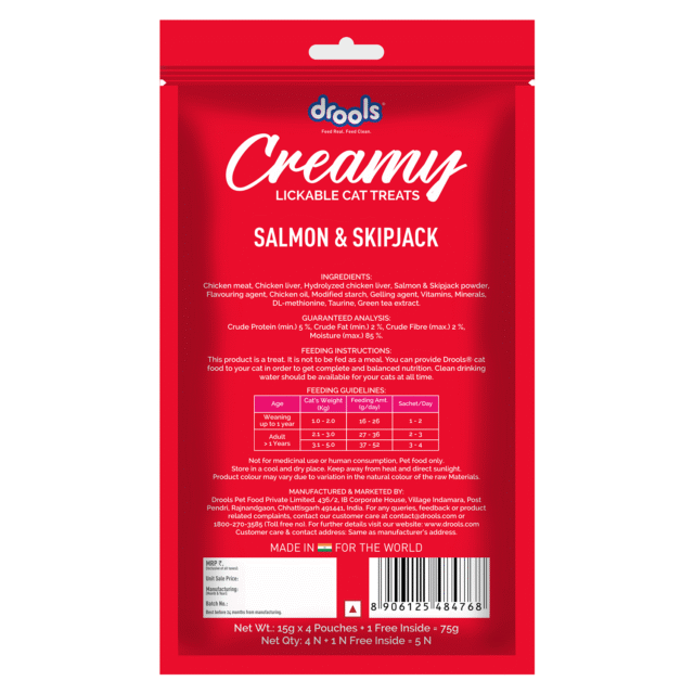 Drools Salmon & Skipjack Creamy Cat Treats (5 Sticks) - Image 2