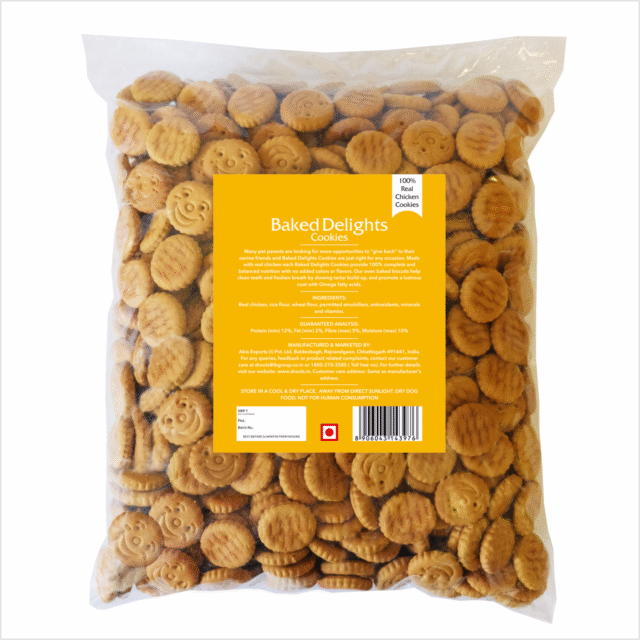 Baked Delights Chicken Flavour, Real Chicken Baked Cookies, Round Shaped – Dog Treats, 800 g - Image 2