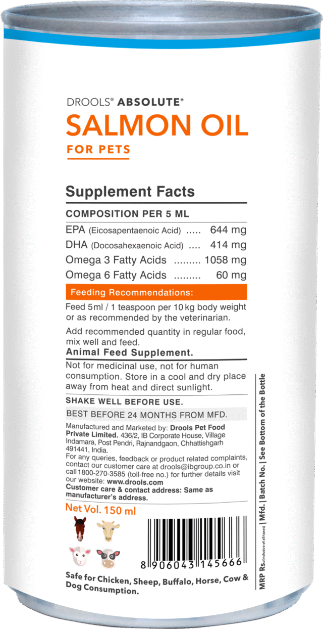 Drools Absolute Salmon Oil Syrup – Dog Supplement (150 ml | 300 ml) - Image 9