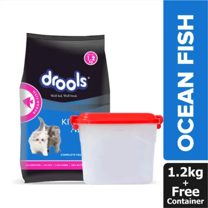 Drools Kitten Dry Cat Food - Ocean Fish 1.2kg (Free Container)