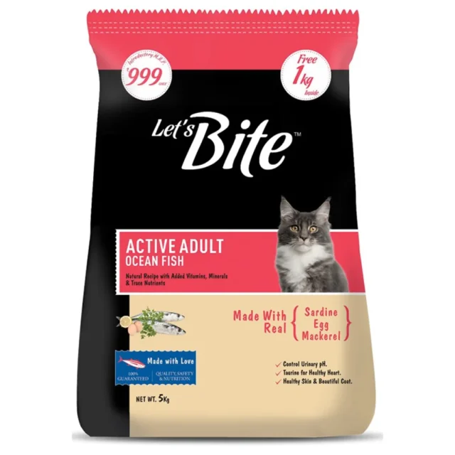 Let's Bite Active Adult Ocean Fish Dry Cat Food - 5kg - Image 2
