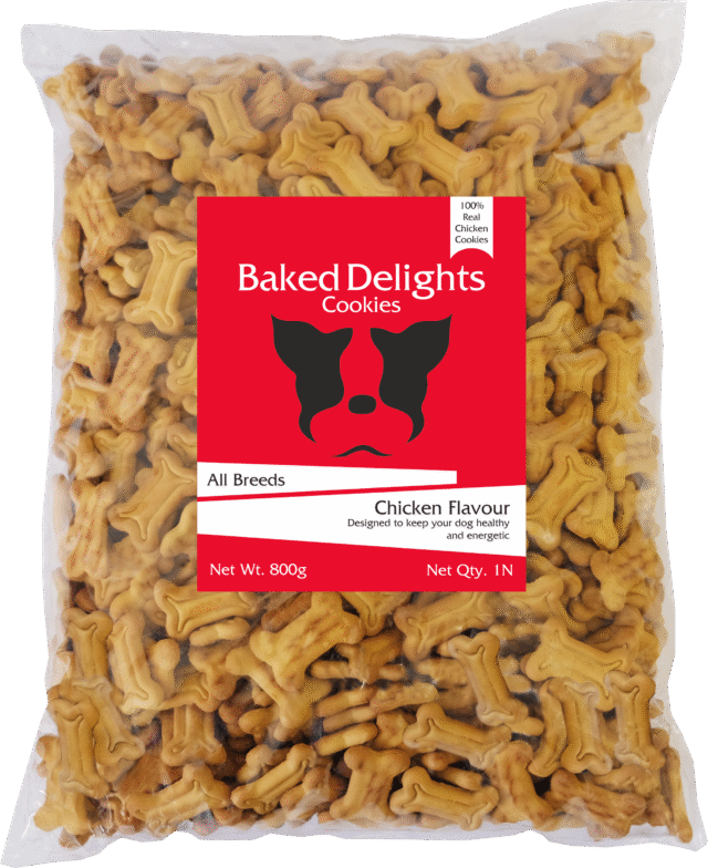 Baked Delights Chicken Flavour – Real Chicken Baked Cookies, Bone Shaped Dog Treats, 800 g