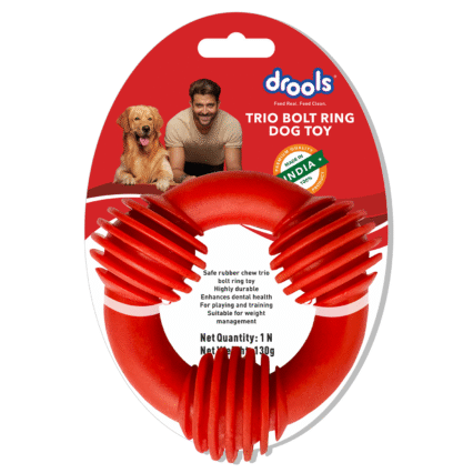 Drools Non-Toxic Rubber Trio Bolt Ring Dog Toy ,Puppy/ Dog teething Toy