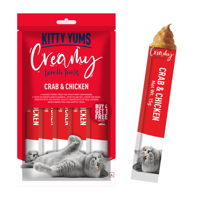 Kitty Yums Crab & Chicken Creamy Cat Treats (5 Sticks)