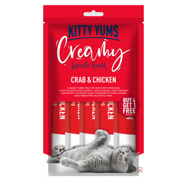Kitty Yums Crab & Chicken Creamy Cat Treats (5 Sticks) - Image 2