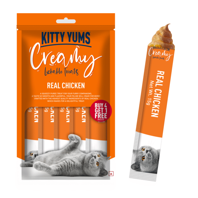 Kitty Yums Real Chicken Creamy Cat Treats (5 Sticks)