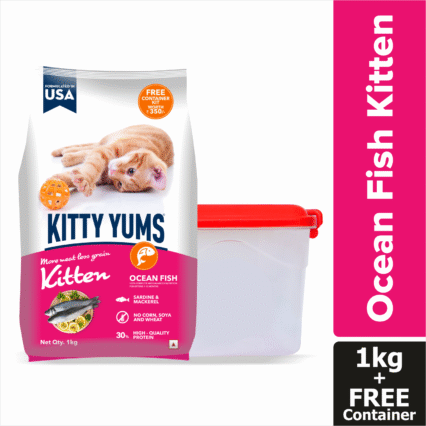 Kitty Yums Ocean Fish - Kitten Dry Cat Food 1kg (with Free Container)