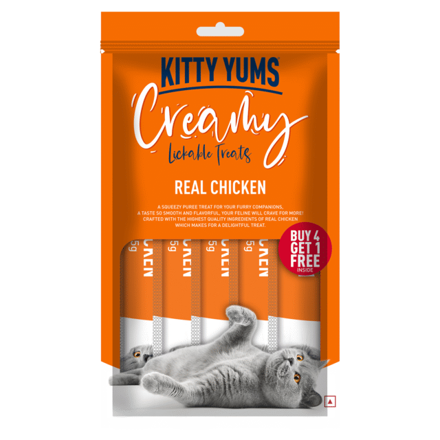 Kitty Yums Real Chicken Creamy Cat Treats (5 Sticks) - Image 3