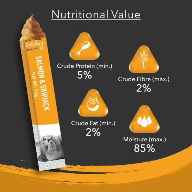 Kitty Yums Salmon & Skipjack Creamy Cat Treats (5 Sticks) - Image 5