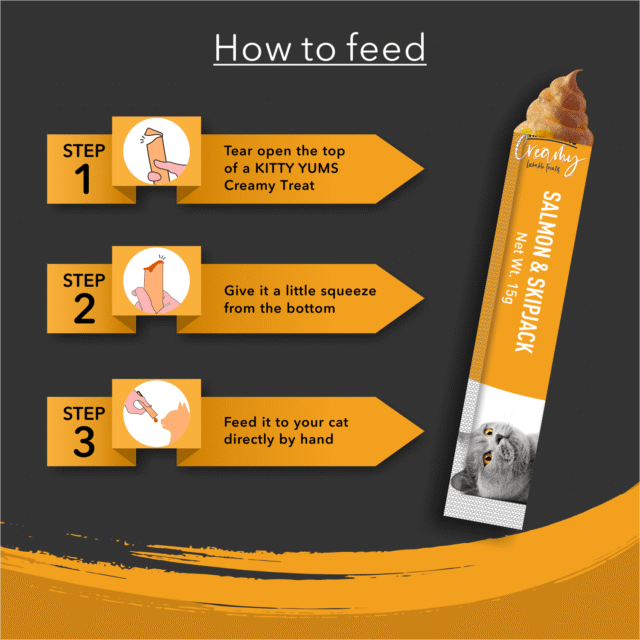 Kitty Yums Salmon & Skipjack Creamy Cat Treats (5 Sticks) - Image 4