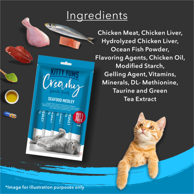 Kitty Yums Seafood Medley Creamy Cat Treats (5 Sticks) - Image 7