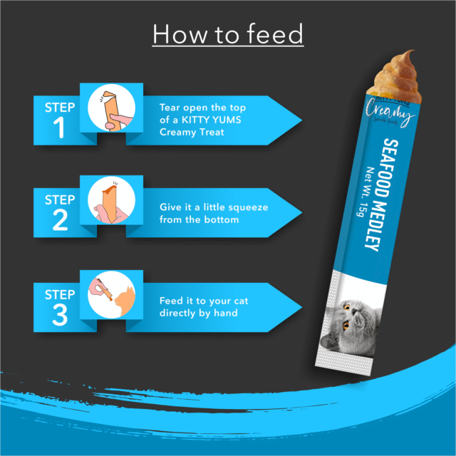 Kitty Yums Seafood Medley Creamy Cat Treats (5 Sticks) - Image 4