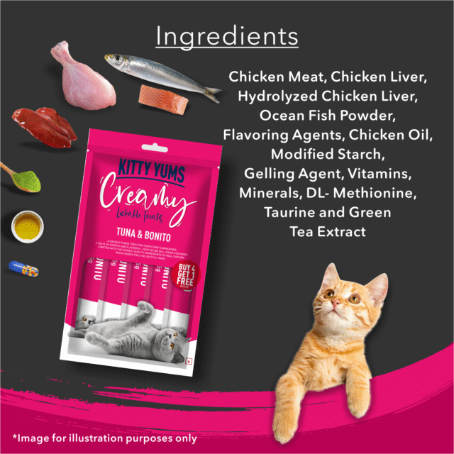 Kitty Yums Tuna & Bonito Creamy Cat Treats (5 Sticks) - Image 6