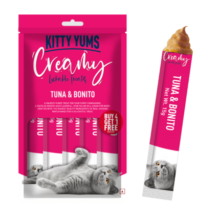 Kitty Yums Tuna & Bonito Creamy Cat Treats (5 Sticks)