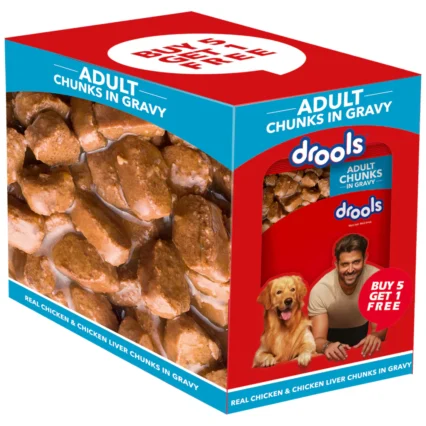 Drools Adult Wet Dog Food, Real Chicken and Chicken Liver Chunks in Gravy